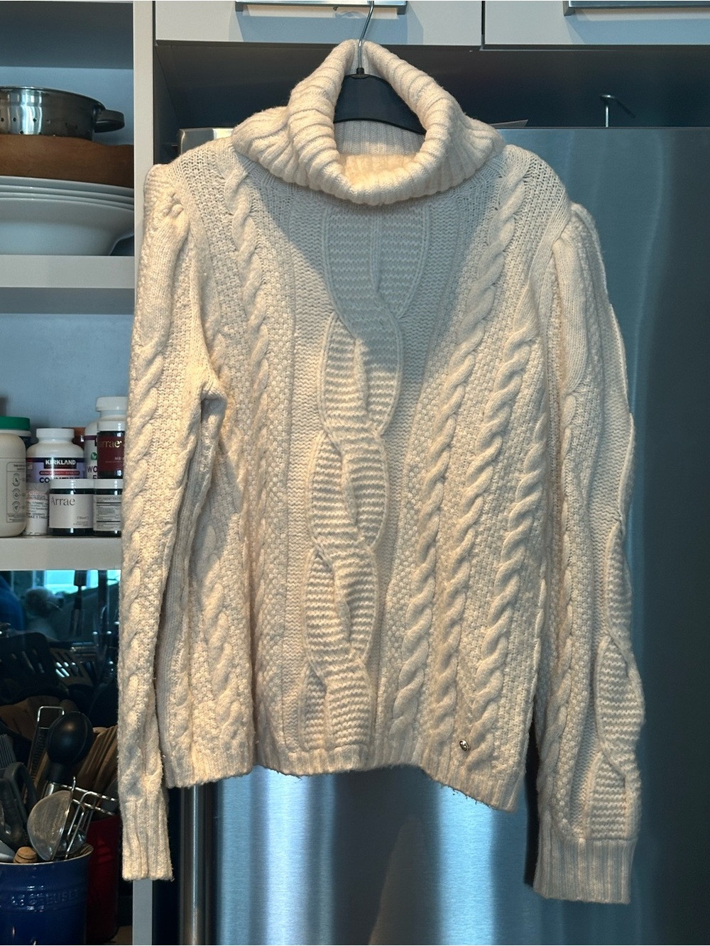 Ted Baker Cream Cable Knit Turtleneck Sweater